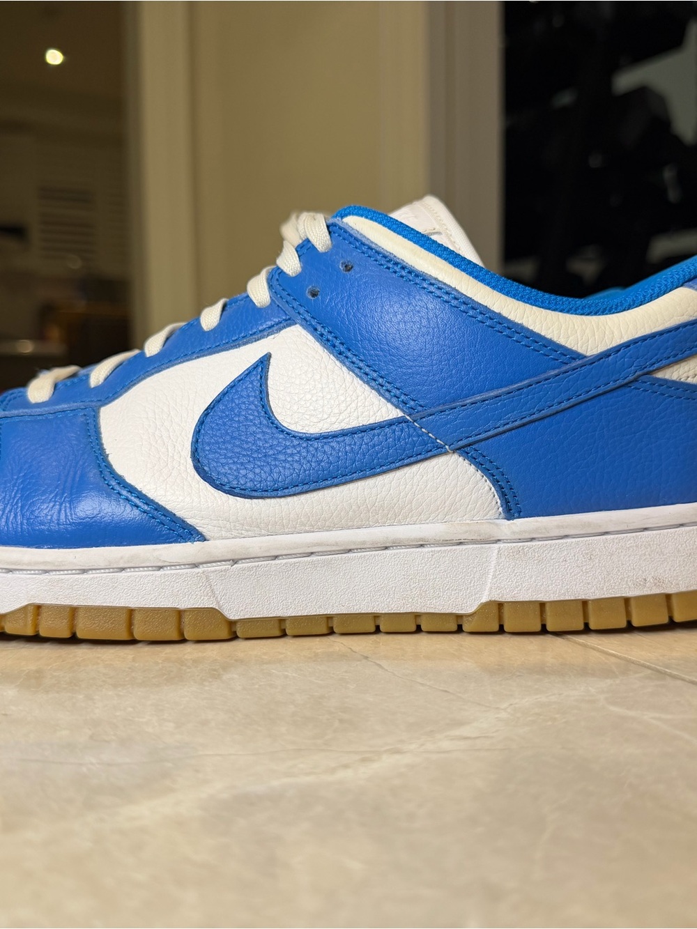 Nike Men’s Low Top Sneakers White & Blue with Gum Sole Men’s U.S. size 13